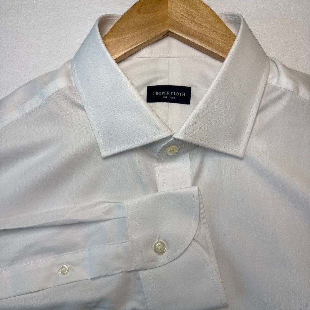 Proper Cloth White Twill Cotton Dress Shirt XXL 17.5-35.5
